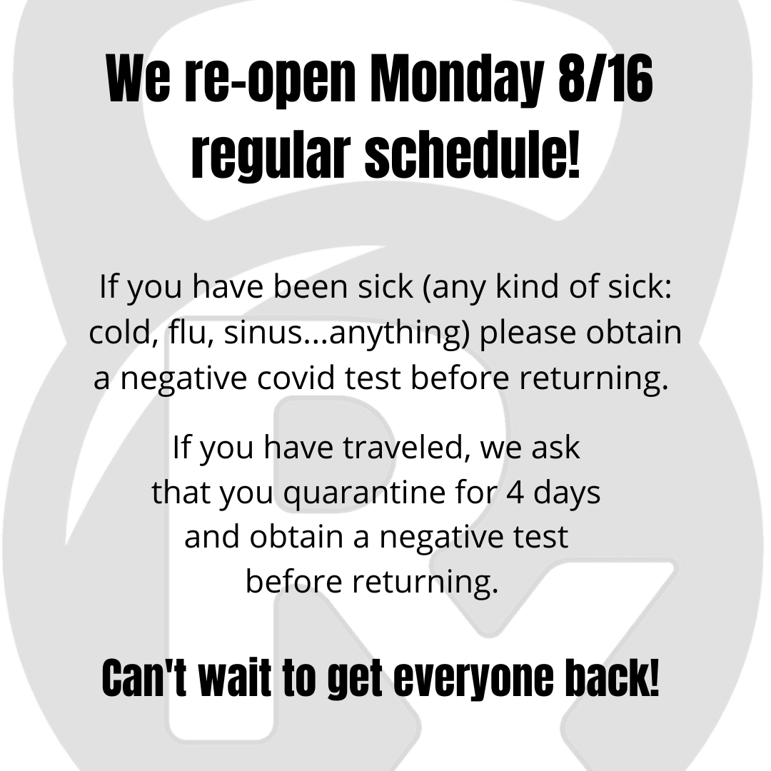 We reopen Monday 8/16 GrandMastersRx